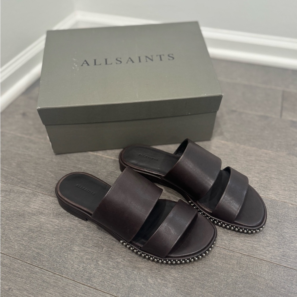 ALLSAINTS Black Leather Sandals